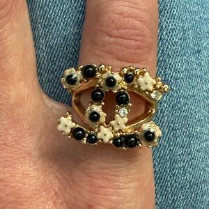 CHANEL authentic CC logo ring gold